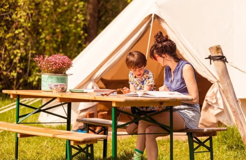 Bell tent with private toilet